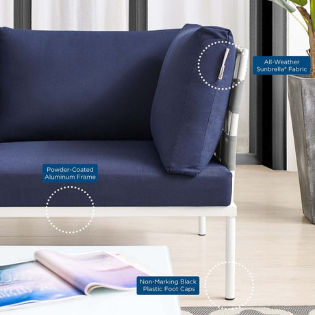 Harmony Sunbrella Outdoor Patio Aluminum Loveseat - BUILDMYPLACE