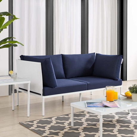 Harmony Sunbrella Outdoor Patio Aluminum Loveseat - BUILDMYPLACE