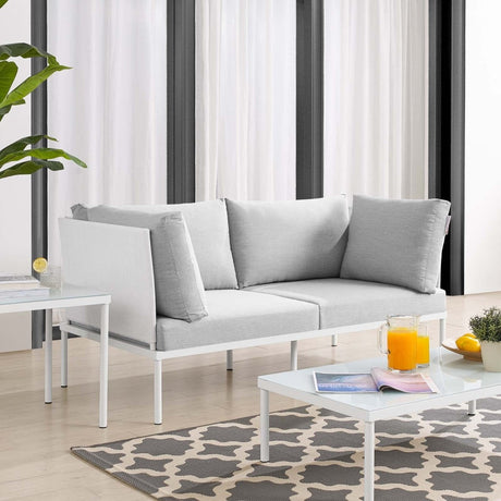 Harmony Sunbrella Outdoor Patio Aluminum Loveseat - BUILDMYPLACE