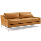 Harness 83.5" Stainless Steel Base Leather Sofa - BUILDMYPLACE