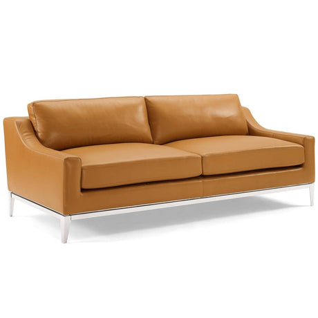 Harness 83.5" Stainless Steel Base Leather Sofa - BUILDMYPLACE