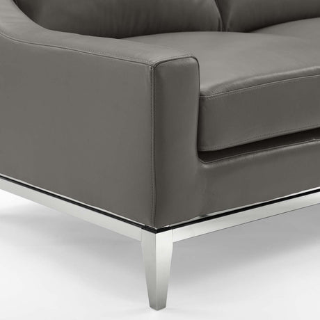 Harness 83.5" Stainless Steel Base Leather Sofa - BUILDMYPLACE