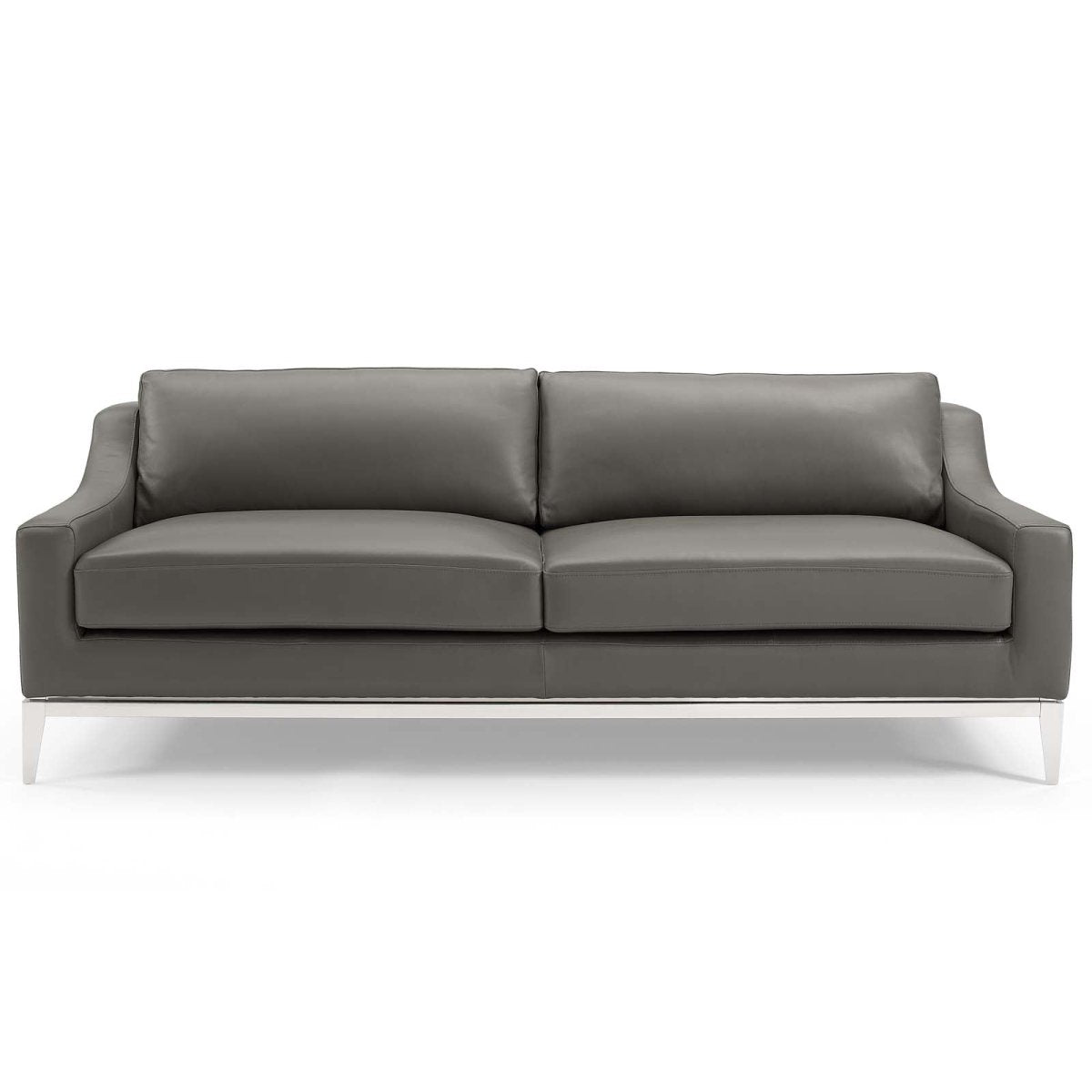 Harness 83.5" Stainless Steel Base Leather Sofa - BUILDMYPLACE