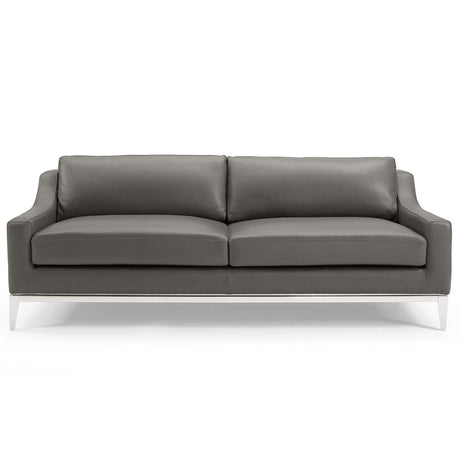 Harness 83.5" Stainless Steel Base Leather Sofa - BUILDMYPLACE