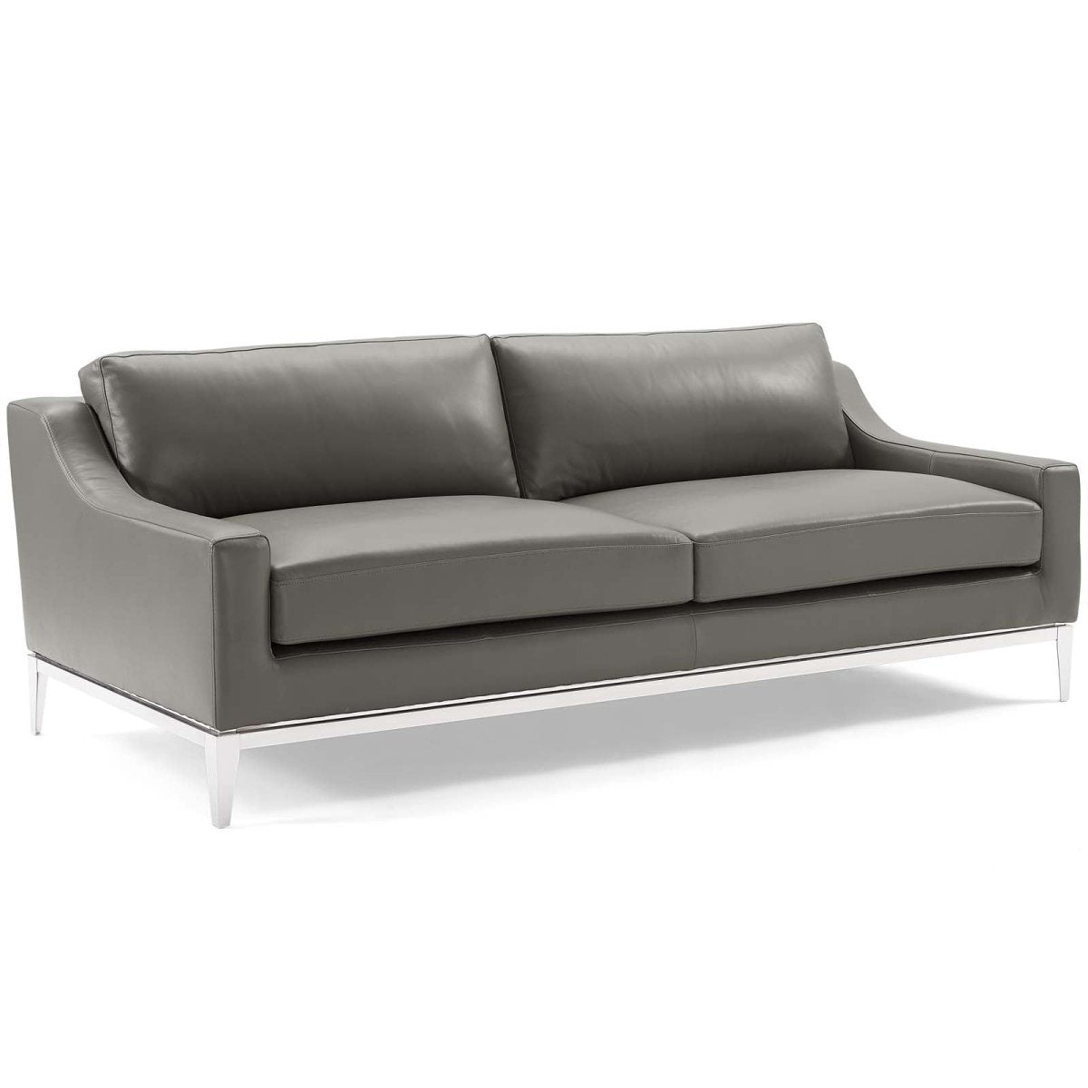 Harness 83.5" Stainless Steel Base Leather Sofa - BUILDMYPLACE