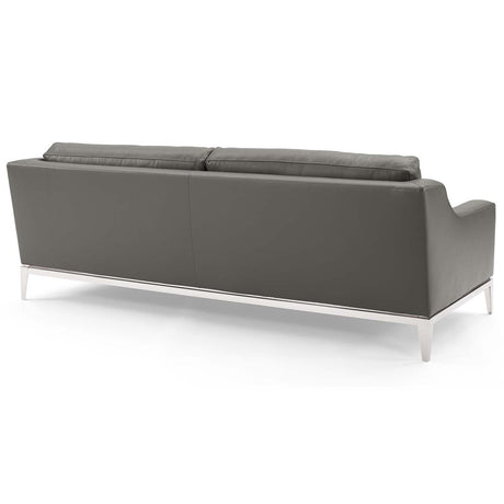 Harness 83.5" Stainless Steel Base Leather Sofa - BUILDMYPLACE