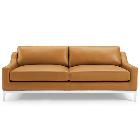 Harness 83.5" Stainless Steel Base Leather Sofa - BUILDMYPLACE