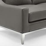 Harness Stainless Steel Base Leather Armchair - BUILDMYPLACE