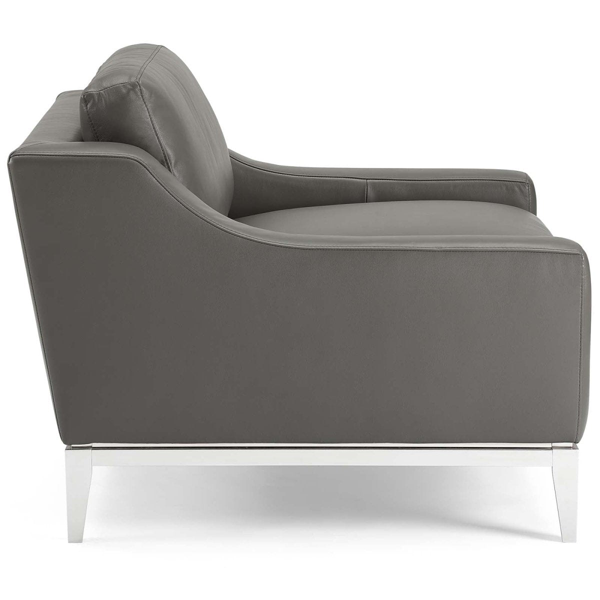 Harness Stainless Steel Base Leather Armchair - BUILDMYPLACE