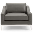 Harness Stainless Steel Base Leather Armchair - BUILDMYPLACE