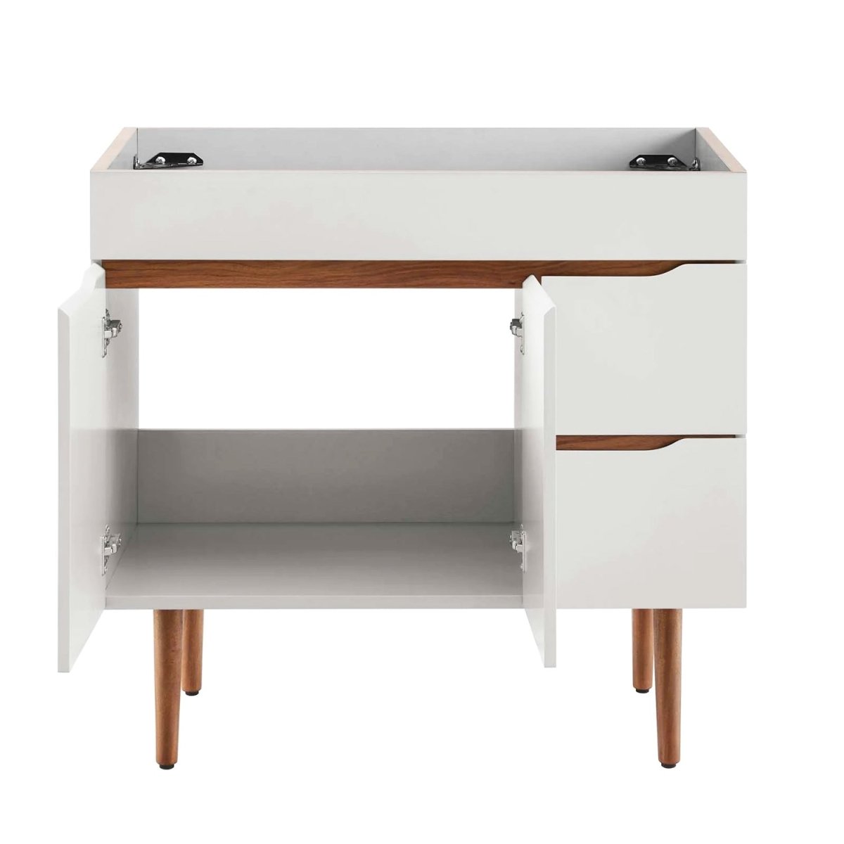 Harvey Mid Century Modern 34.5 In. Freestanding Bathroom Vanity With 2 Doors & 2 Drawers (Sink Basin not Included) - BUILDMYPLACE