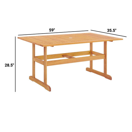 Hatteras Outdoor Patio Eucalyptus Wood Dining Table - BUILDMYPLACE