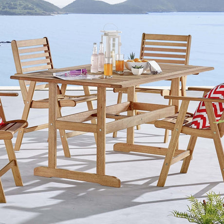 Hatteras Outdoor Patio Eucalyptus Wood Dining Table - BUILDMYPLACE