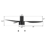 HAVEN 52 inch 3 - Blade Flush Mount Ceiling Fan with Pull Chain - LEDMyPlace