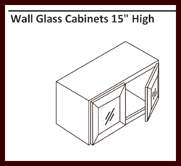 HCI - BLACK ONYX SHAKER RTA - FROSTED GLASS DOOR WALL CABINET 24"W - 24"W X 15"H X 12"D - W2415GD - BUILDMYPLACE