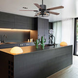 Helston 52 Inch 5 - Blade Best Smart Ceiling Fan With Light & Best Smart Wall Switch - Black/Dark Wood & Light Wood (Reversible Blades) - LEDMyPlace