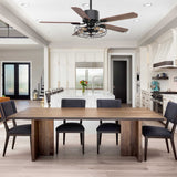 Helston 52 Inch 5 - Blade Best Smart Ceiling Fan With Light & Best Smart Wall Switch - Black/Dark Wood & Light Wood (Reversible Blades) - LEDMyPlace