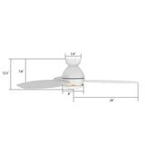 HOBART 48 inch 3 - Blade Flush Mount Smart Ceiling Fan with LED Light & Remote - LEDMyPlace