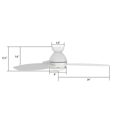 HOBART 48 inch 3 - Blade Flush Mount Smart Ceiling Fan with LED Light & Remote - LEDMyPlace