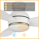 HOBART 48 inch 3 - Blade Flush Mount Smart Ceiling Fan with LED Light & Remote - LEDMyPlace