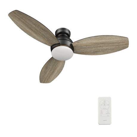 HOBART 48 inch 3 - Blade Flush Mount Smart Ceiling Fan with LED Light & Remote - LEDMyPlace