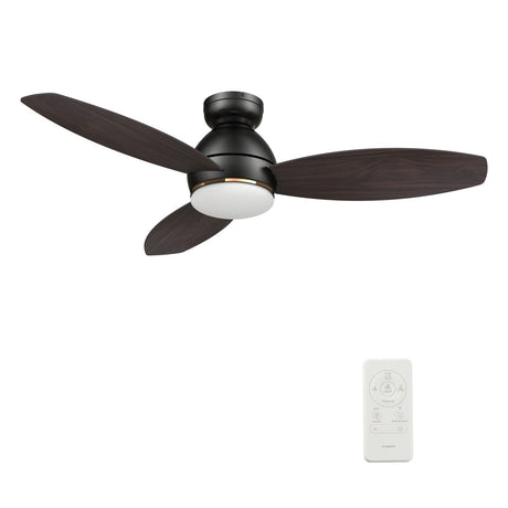 HOBART 48 inch 3 - Blade Flush Mount Smart Ceiling Fan with LED Light & Remote - LEDMyPlace