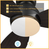 HOBART 48 inch 3 - Blade Flush Mount Smart Ceiling Fan with LED Light & Remote - LEDMyPlace