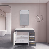 Everest Freestanding Bathroom Vanity with Acrylic Sink, Doors & Drawers