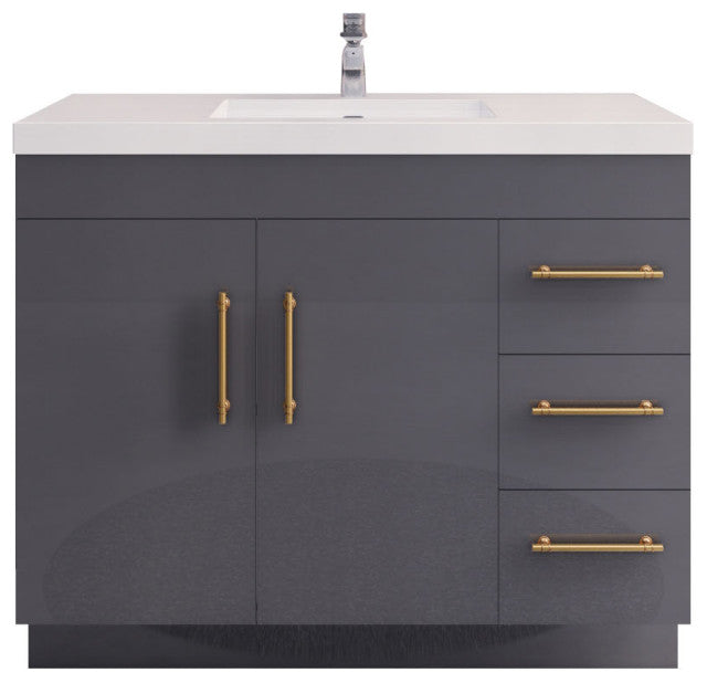 Everest Freestanding Bathroom Vanity with Acrylic Sink, Doors & Drawers