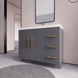 Everest Freestanding Bathroom Vanity with Acrylic Sink, Doors & Drawers