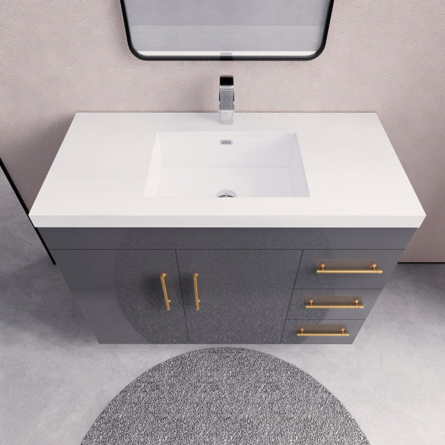 Everest Freestanding Bathroom Vanity with Acrylic Sink, Doors & Drawers