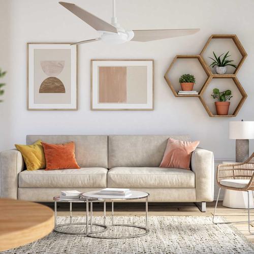 Trailblazer White/Wooden Pattern/Wood 3 Blade Smart Ceiling Fan with Dimmable LED Light Kit Works with Remote Control, Wi-Fi apps and Voice control via Google Assistant/Alexa/Siri