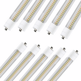 T8 8ft LED Tube/Bulb - 48w/40w/36w/32w Wattage Adjustable, 130lm/w, 3000k/4000k/5000k/6500k CCT Changeable, Clear, FA8 Single Pin, Double End Power - Ballast Bypass