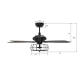 Huntley 52 Inch 5 - Blade Industrial Vintage Best Ceiling Fan With Light & Remote Control - Black/Walnut - LEDMyPlace