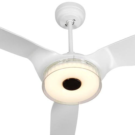 Icebreaker 52 in.(3 - Blade) Best Smart Ceiling Fan w/ Dimmable LED Light and Remote, Indoor/Outdoor, White Finish Works w/ Alexa/Google Home/Siri - LEDMyPlace