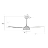Icebreaker 52 in.(3 - Blade) Best Smart Ceiling Fan w/ Dimmable LED Light and Remote, Indoor/Outdoor, White Finish Works w/ Alexa/Google Home/Siri - LEDMyPlace