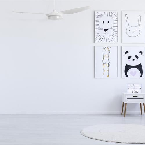 Icebreaker 52 in.(3 - Blade) Best Smart Ceiling Fan w/ Dimmable LED Light and Remote, Indoor/Outdoor, White Finish Works w/ Alexa/Google Home/Siri - LEDMyPlace