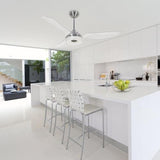 Icebreaker 56 in. (3 - Blade) Indoor/Outdoor Best Smart Ceiling Fan w/ Dimmable LED Light(Set of 2), Silver Finish Works w/ Alexa/Google Home/Siri - LEDMyPlace