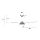 Icebreaker 56 in. (3 - Blade) Indoor/Outdoor Best Smart Ceiling Fan w/ Dimmable LED Light(Set of 2), Silver Finish Works w/ Alexa/Google Home/Siri - LEDMyPlace
