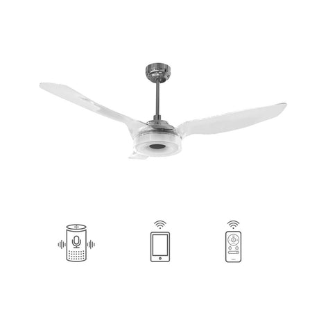 Icebreaker 56 in. (3 - Blade) Indoor/Outdoor Best Smart Ceiling Fan w/ Dimmable LED Light(Set of 2), Silver Finish Works w/ Alexa/Google Home/Siri - LEDMyPlace