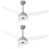 Icebreaker 56 in. (3 - Blade) Indoor/Outdoor Best Smart Ceiling Fan w/ Dimmable LED Light(Set of 2), Silver Finish Works w/ Alexa/Google Home/Siri - LEDMyPlace