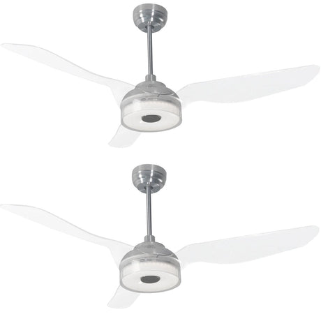 Icebreaker 56 in. (3 - Blade) Indoor/Outdoor Best Smart Ceiling Fan w/ Dimmable LED Light(Set of 2), Silver Finish Works w/ Alexa/Google Home/Siri - LEDMyPlace