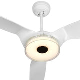 Icebreaker 56 in. (3 - Blade) Modern White Best Ceiling Fan w/ Remote & Dimmable LED Light, Works w/ Alexa/Google Home/Siri - LEDMyPlace