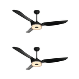 Icebreaker 56 in. Best Ceiling Fan with Lights and Remote Control(Set of 2), Black Finish, Works w/ Alexa/Google Home/Siri (3 - Blade) - LEDMyPlace