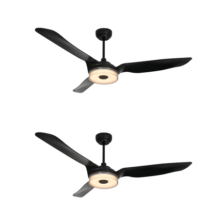Icebreaker 56 in. Best Ceiling Fan with Lights and Remote Control(Set of 2), Black Finish, Works w/ Alexa/Google Home/Siri (3 - Blade) - LEDMyPlace