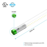 T8 4ft LED Tube/Bulb - Glass 18W 1800 Lumens 5000K Clear, Plug N Play, Double End Power - Ballast Compatible (Check Compatibility List)