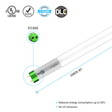 Hybrid T8 4ft LED Tube/Bulb - Glass 18W 2400 Lumens 4000K Frosted, Single End/Double End Power - Ballast Compatible or Bypass (Check Compatibility List)