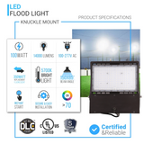 LED Flood Light 100W - 300W Equivalent - Bronze Finish - 14000 Lumens - 5700K DLC Approved Security Lights