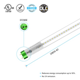 Hybrid T8 4ft LED Tube/Bulb - Glass 18W 2400 Lumens 4000K Clear, Single End/Double End Power - Ballast Compatible or Bypass (Check Compatibility List)