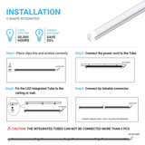 60W 8ft LED Tube Integrated Lights - 5000k; V - Shaped Frosted - 50,000 Life Hours - 5 Years Warranty - BUILDMYPLACE